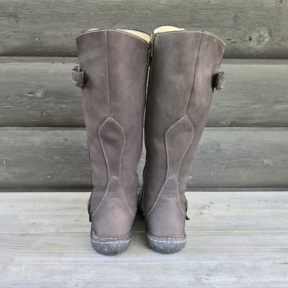 Born Kenya Y2K Boho Moto Minimalist Tall Nubuck Buckle Riding Boots 7M - Picture 9 of 16